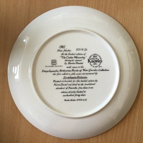 Cedar Waxwing Birds of your Garden collection by Kevin Daniel Knowles plate 1987 - Picture 4 of 4